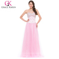 Grace Karin Fashion Strapless Sweetheart Brilhante Beaded Pink Long Ball Gown Prom Festa Vestidos CL3519-1